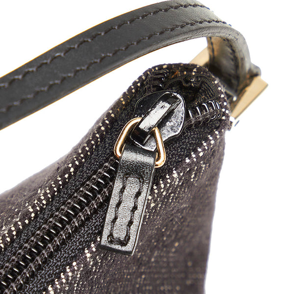 グッチ GGキャンバス アクセサリーポーチ 07198 ブラック キャンバス レザー レディース GUCCI 【中古】