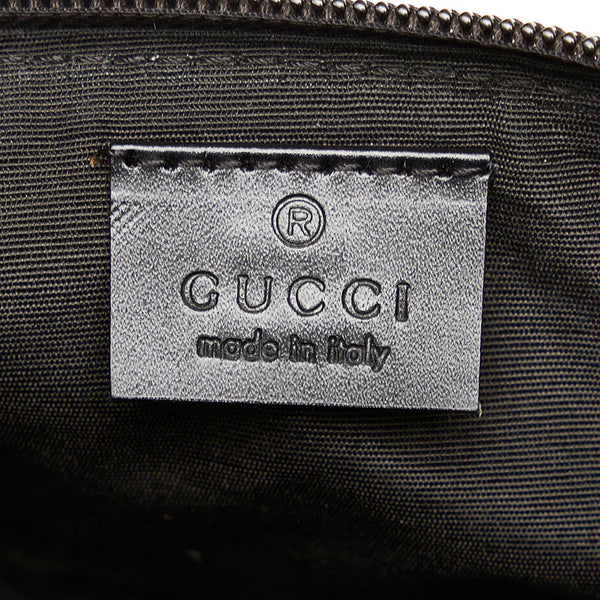 グッチ GGキャンバス アクセサリーポーチ 07198 ブラック キャンバス レザー レディース GUCCI 【中古】