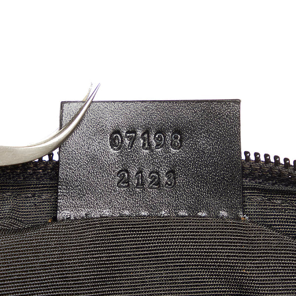 グッチ GGキャンバス アクセサリーポーチ 07198 ブラック キャンバス レザー レディース GUCCI 【中古】