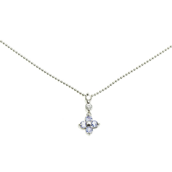 Pt900 プラチナ Pt850 プラチナ タンザナイト ダイヤ0.12ct ネックレス レディース 【中古】