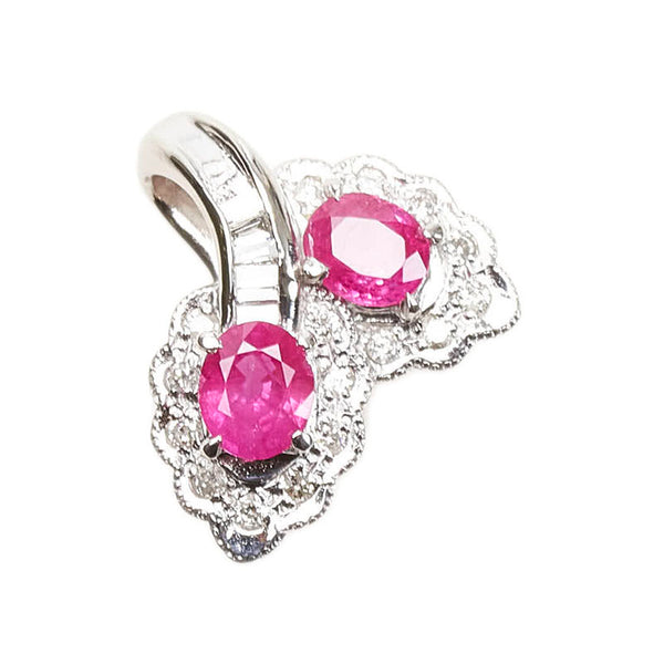 Pt900 プラチナ ルビー1.31ct ダイヤ0.27ct ペンダントトップ レディース 【中古】
