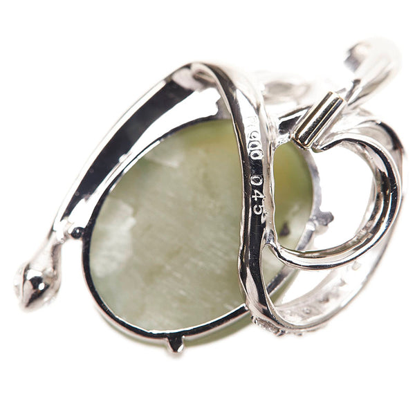 Pt900 プラチナ ネフライトキャッツアイ ダイヤ0.45ct ペンダントトップ レディース 【中古】