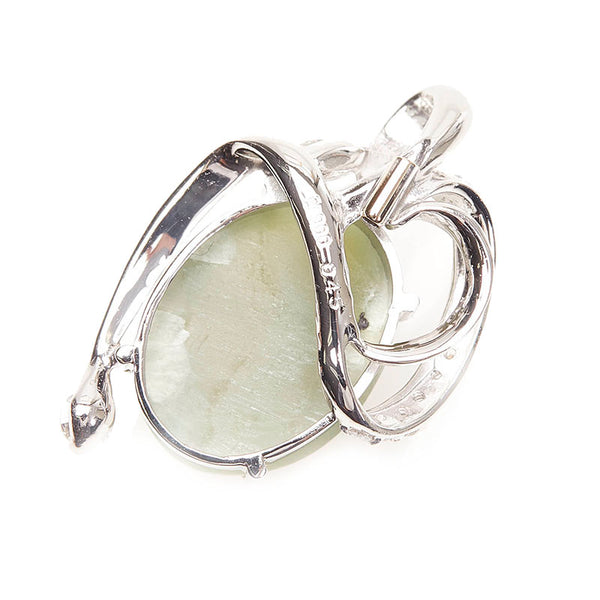 Pt900 プラチナ ネフライトキャッツアイ ダイヤ0.45ct ペンダントトップ レディース 【中古】