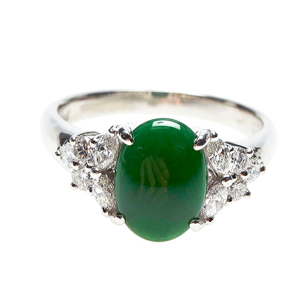 Pt900 プラチナ ひすい1.78ct ダイヤ0.50ct リング 指輪 レディース 13.5号 【中古】
