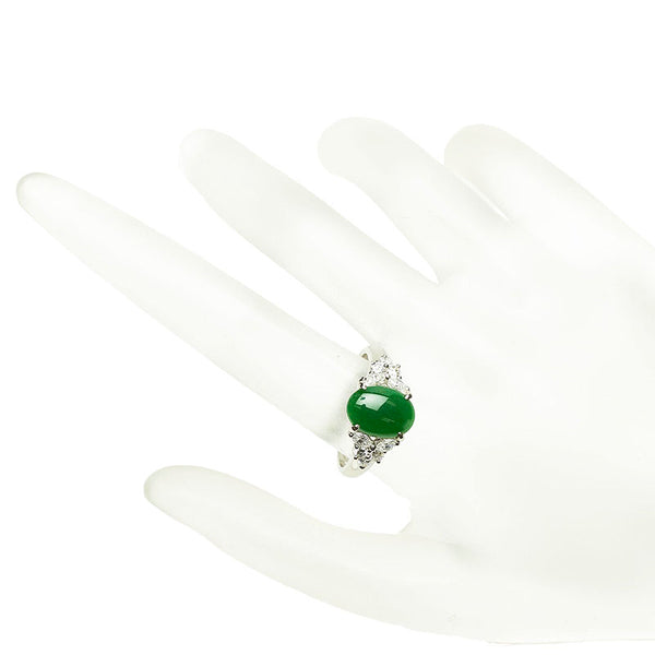 Pt900 プラチナ ひすい1.78ct ダイヤ0.50ct リング 指輪 レディース 13.5号 【中古】