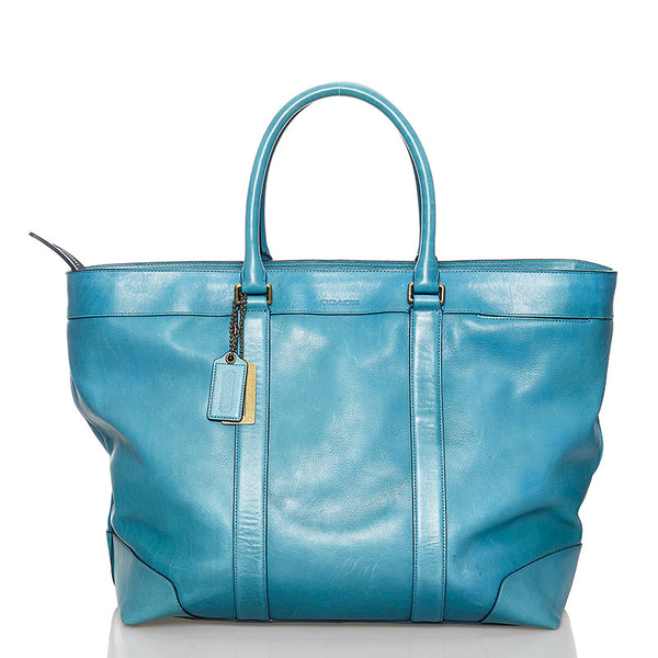 コーチ トートバッグ 70487 ブルー 水色 レザー レディース COACH 【中古】