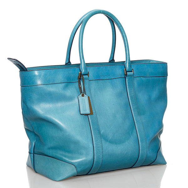 コーチ トートバッグ 70487 ブルー 水色 レザー レディース COACH 【中古】