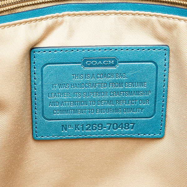 コーチ トートバッグ 70487 ブルー 水色 レザー レディース COACH 【中古】