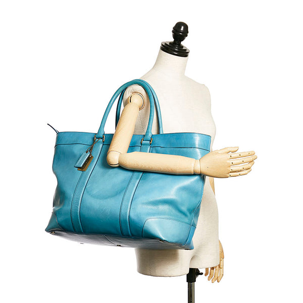 コーチ トートバッグ 70487 ブルー 水色 レザー レディース COACH 【中古】