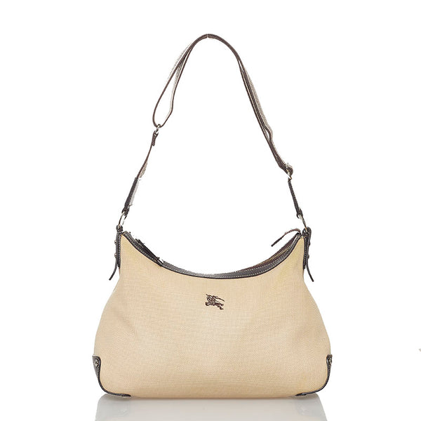 バーバリー ショルダーバッグ ベージュ ブラウン キャンバス レザー レディース BURBERRY 【中古】