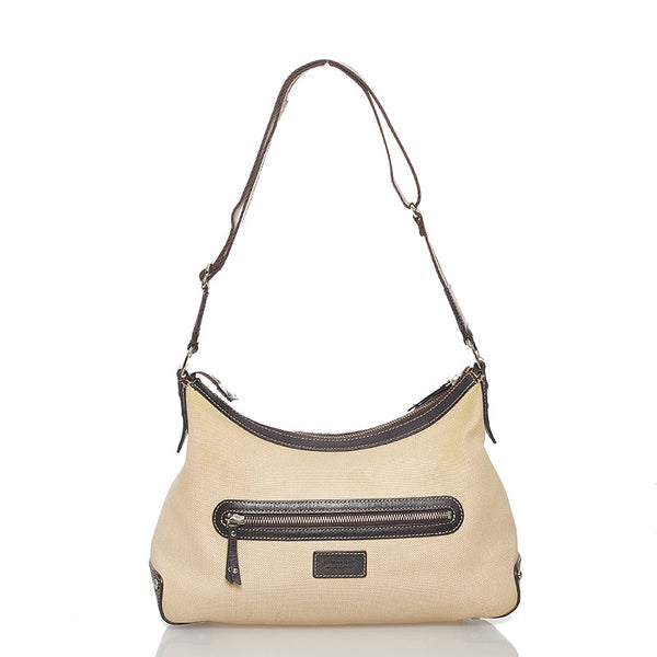 バーバリー ショルダーバッグ ベージュ ブラウン キャンバス レザー レディース BURBERRY 【中古】