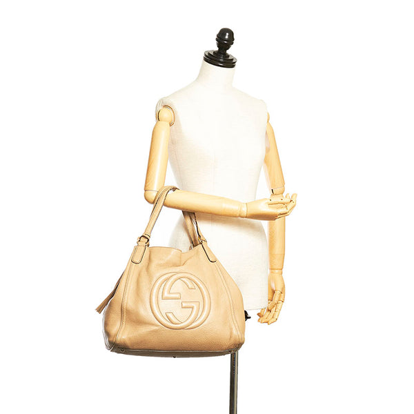 グッチ インターロッキングG ソーホー ハンドバッグ 282309 ブラウン レザー レディース GUCCI 【中古】