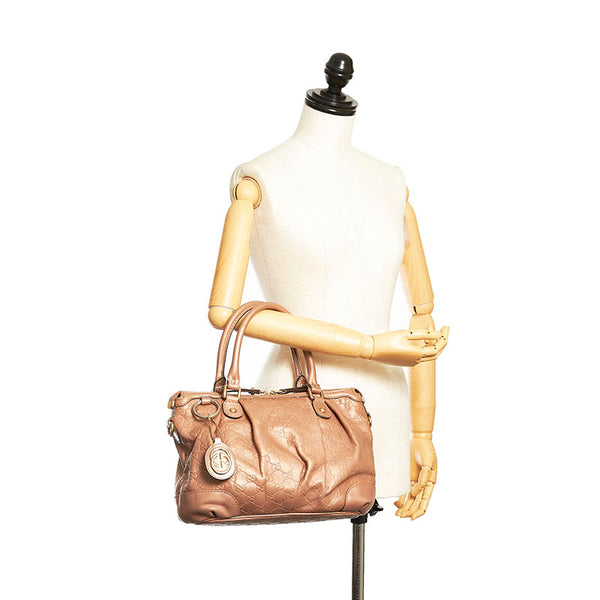 グッチ グッチシマ スーキー ハンドバッグ 247902 メタリックベージュ レザー レディース GUCCI 【中古】