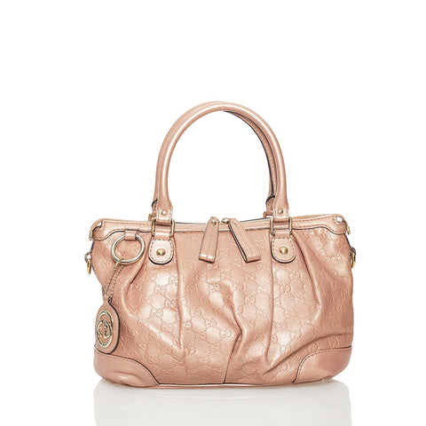 グッチ グッチシマ スーキー ハンドバッグ 247902 メタリックベージュ レザー レディース GUCCI 【中古】