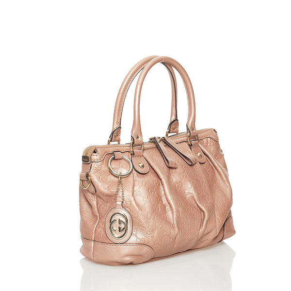 グッチ グッチシマ スーキー ハンドバッグ 247902 メタリックベージュ レザー レディース GUCCI 【中古】