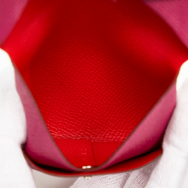 エルメス バスティア バイカラー コインケース ピンク レッド ヴォーエプソン レディース HERMES 【中古】