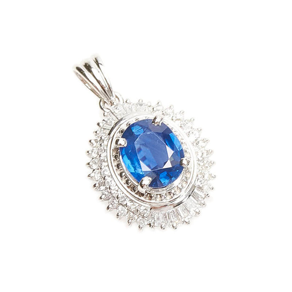 Pt900 プラチナ サファイア2.33ct ダイヤ0.71ct ペンダントトップ レディース 【中古】