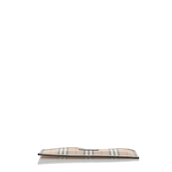 バーバリー ノバチェック シャドーホース カードケース ベージュ ブラウン キャンバス レザー レディース BURBERRY 【中古】