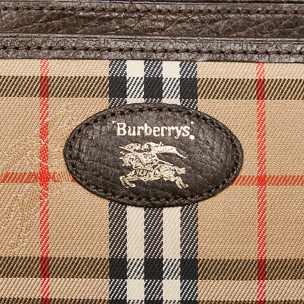 バーバリー ノバチェック シャドーホース カードケース ベージュ ブラウン キャンバス レザー レディース BURBERRY 【中古】