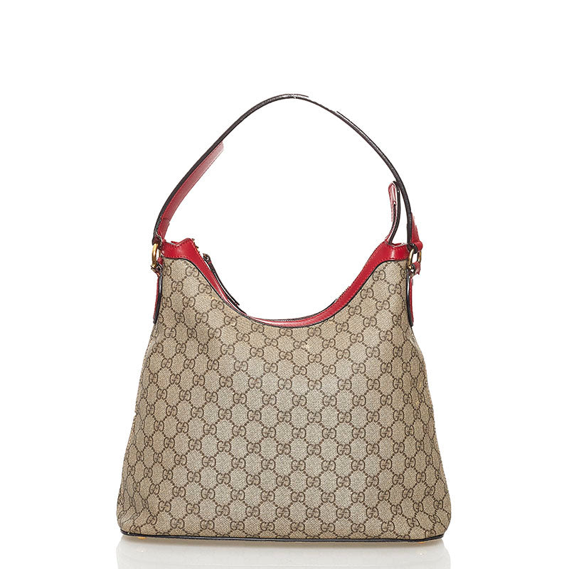 グッチ GGスプリーム ホーボー ショルダーバッグ 414930 ピンク レッド PVC レザー レディース GUCCI 【中古】