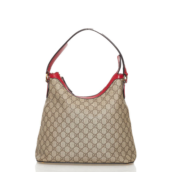 グッチ GGスプリーム ホーボー ショルダーバッグ 414930 ピンク レッド PVC レザー レディース GUCCI 【中古】