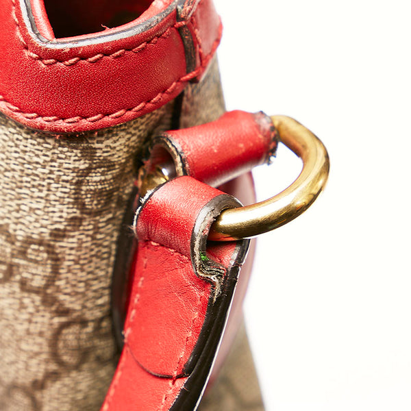 グッチ GGスプリーム ホーボー ショルダーバッグ 414930 ピンク レッド PVC レザー レディース GUCCI 【中古】