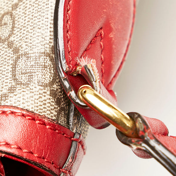 グッチ GGスプリーム ホーボー ショルダーバッグ 414930 ピンク レッド PVC レザー レディース GUCCI 【中古】