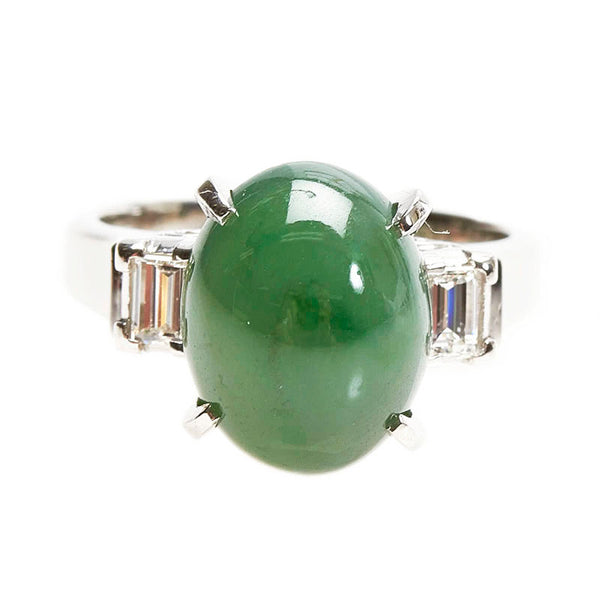 Pt900 プラチナ ひすい6.08ct ダイヤ0.27ct リング 指輪 レディース 11号 【中古】