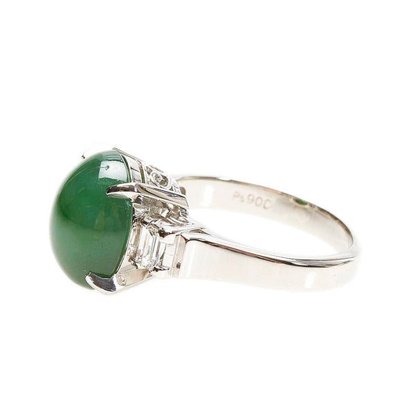 Pt900 プラチナ ひすい6.08ct ダイヤ0.27ct リング 指輪 レディース 11号 【中古】