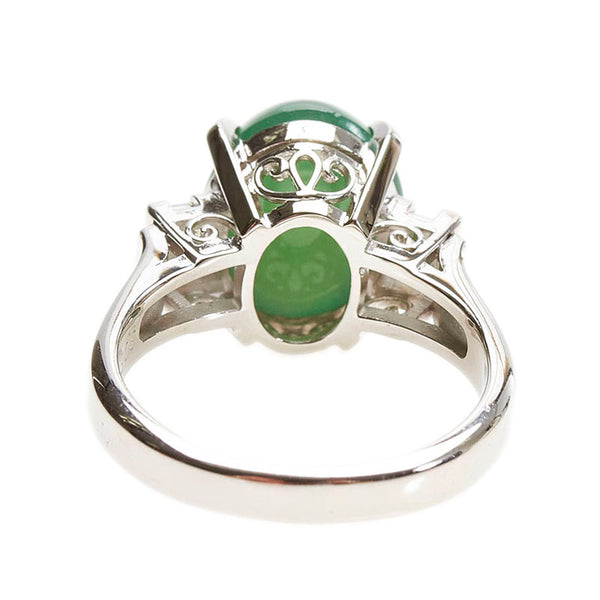 Pt900 プラチナ ひすい6.08ct ダイヤ0.27ct リング 指輪 レディース 11号 【中古】