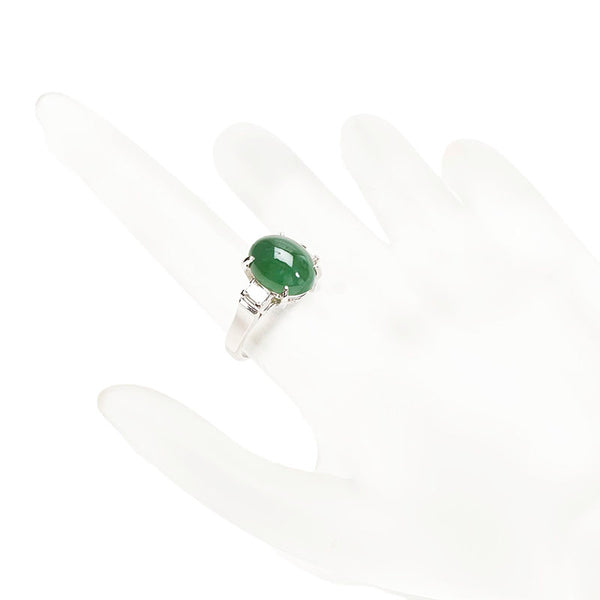 Pt900 プラチナ ひすい6.08ct ダイヤ0.27ct リング 指輪 レディース 11号 【中古】