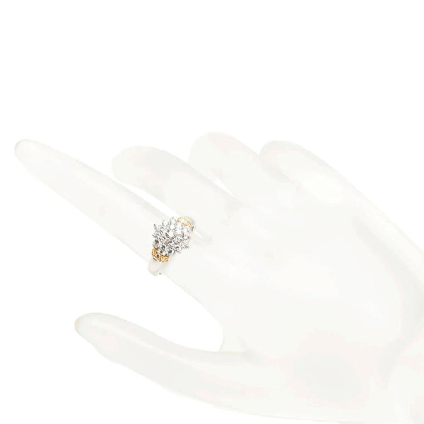 Pt900 プラチナ K18YG イエローゴールド コンビ ダイヤ0.70ct リング 指輪 レディース 8号 【中古】