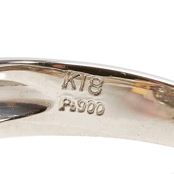 Pt900 プラチナ K18YG イエローゴールド コンビ ダイヤ0.70ct リング 指輪 レディース 8号 【中古】