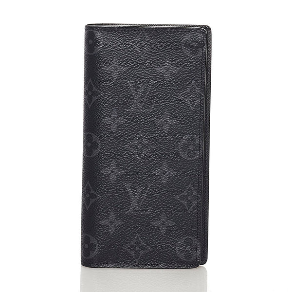 ルイ ヴィトン モノグラム エクリプス ポルトフォイユ ブラザ 長財布 M61697 グレー ブラック PVC メンズ LOUIS VUITTON 【中古】