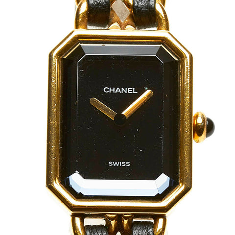 シャネル プルミエール L 腕時計 H0001  クオーツ ブラック文字盤 メッキ レディース CHANEL 【中古】