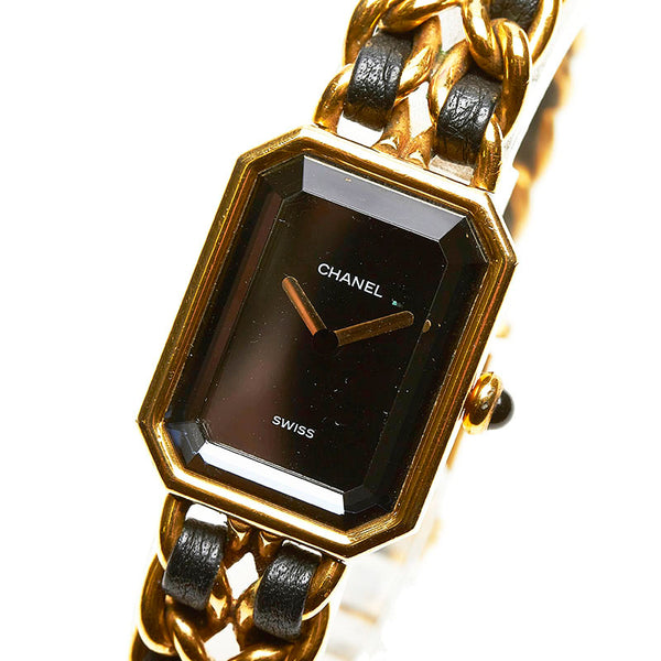 シャネル プルミエール L 腕時計 H0001  クオーツ ブラック文字盤 メッキ レディース CHANEL 【中古】