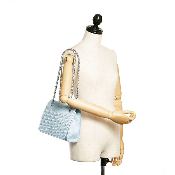 トリーバーチ チェーン ショルダーバッグ ライトブルー レザー レディース Tory Burch 【中古】