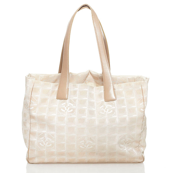 シャネル ニュートラベル トートバッグ ハンドバッグ ベージュ ナイロン レザー レディース CHANEL 【中古】
