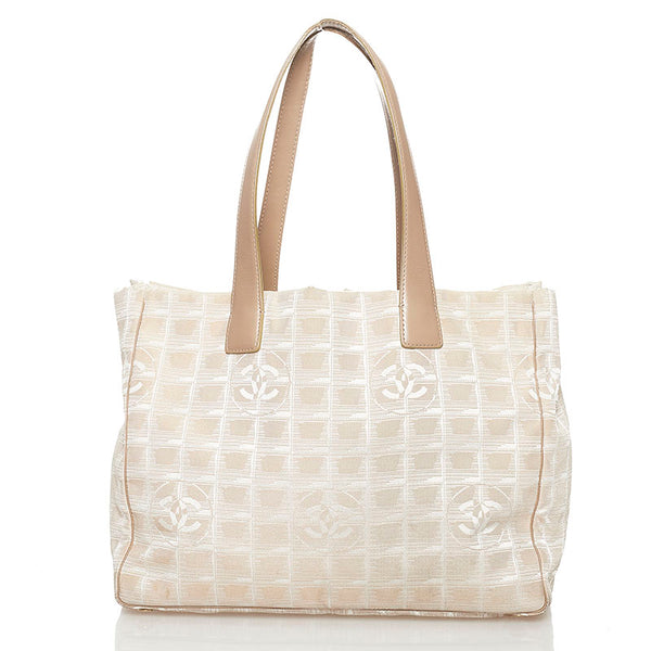シャネル ニュートラベル トートバッグ ハンドバッグ ベージュ ナイロン レザー レディース CHANEL 【中古】