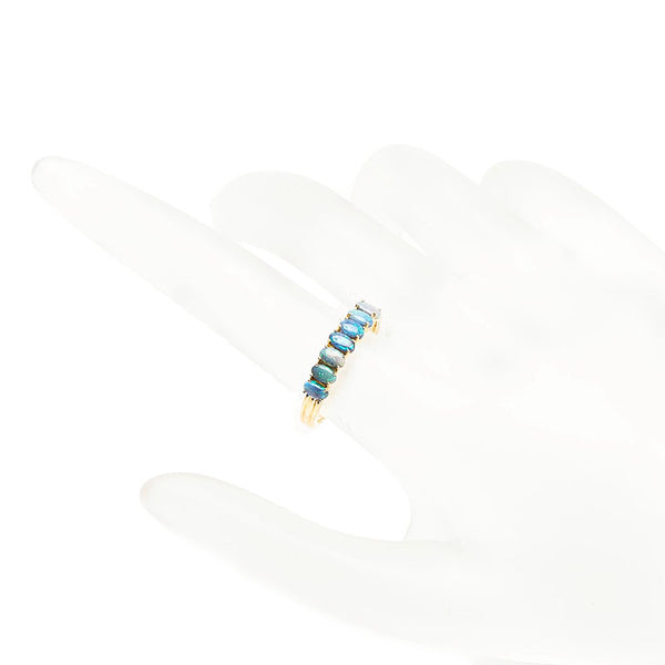 K18YG イエローゴールド ブラックオパール0.70ct リング 指輪 レディース 13号 【中古】