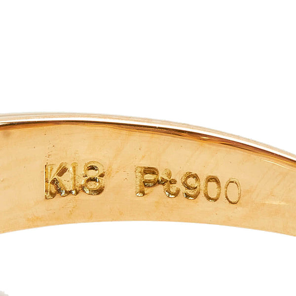 Pt900 プラチナ K18YG イエローゴールド コンビ ダイヤ0.10ct リング 指輪 レディース 8号 【中古】