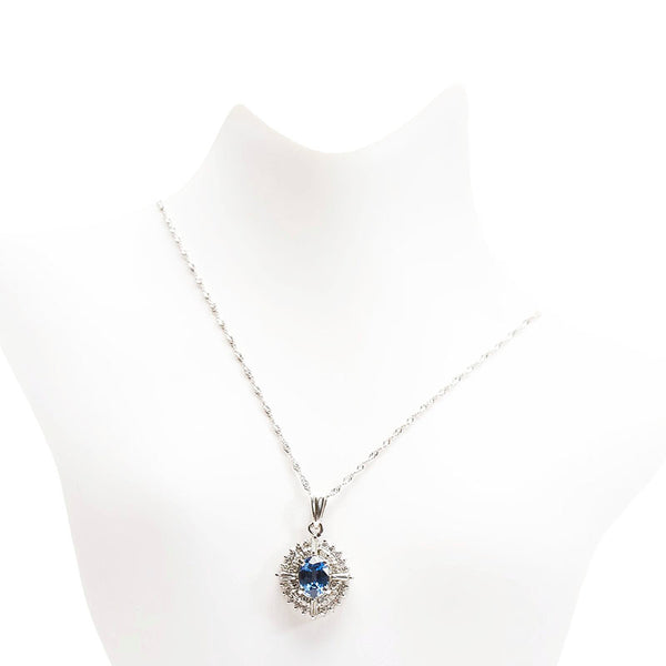 Pt900 プラチナ Pt850 プラチナ サファイア1.02ct ダイヤ0.50ct ネックレス レディース 【中古】