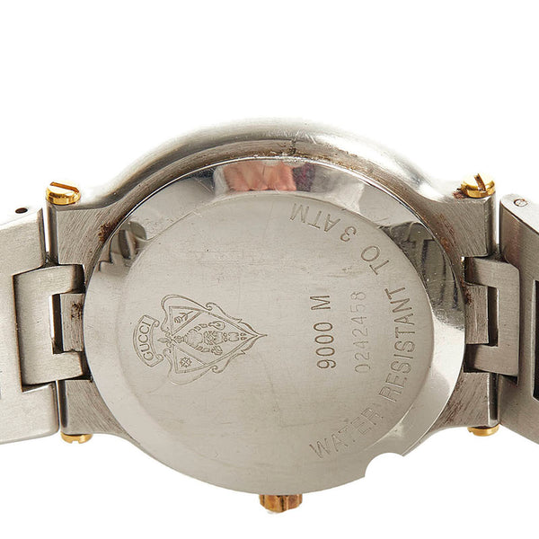 グッチ 11P 腕時計 9000M クオーツ ブラック文字盤 ステンレススチール レディース GUCCI 【中古】