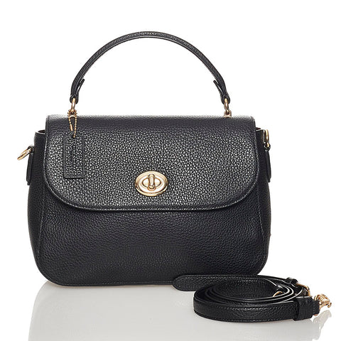 コーチ ハンドバッグ ショルダーバッグ 2WAY ブラック レザー レディース COACH 【中古】