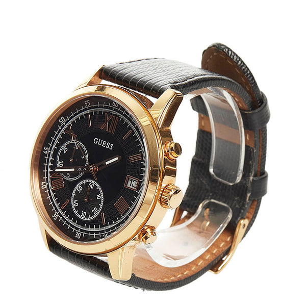 ゲス 腕時計 W1000G4 クオーツ ブラック文字盤 ステンレススチール メンズ Guess 【中古】