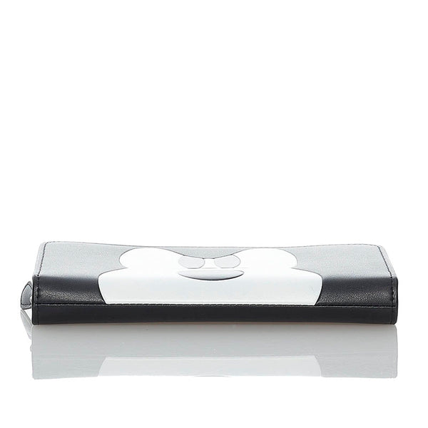 コーチ × ディズニー ミッキー コラボ ラウンドジップ ラウンドファスナー 長財布 ブラック ホワイト レザー レディース COACH 【中古】