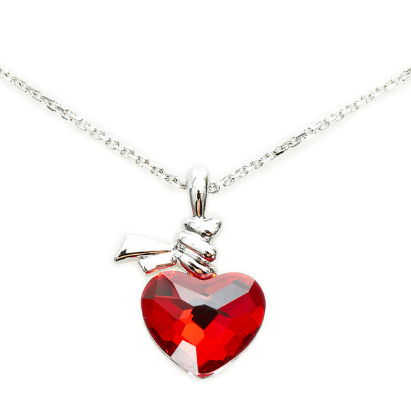 スワロフスキー ハート ネックレス ペンダント レッド シルバー メタル レディース SWAROVSKI 【中古】