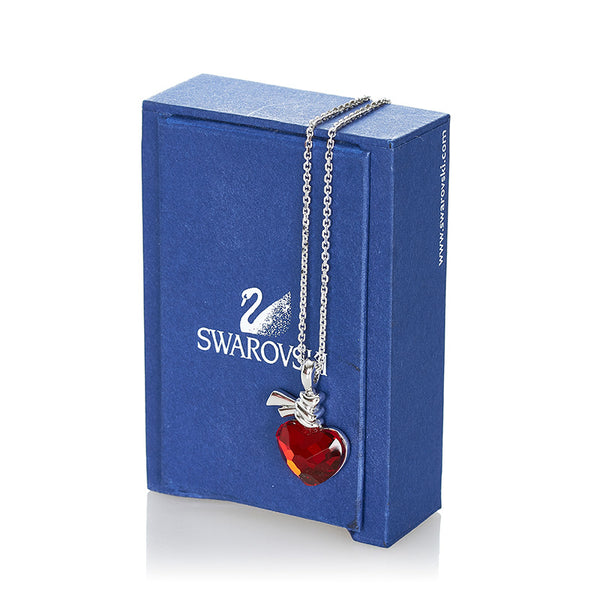 スワロフスキー ハート ネックレス ペンダント レッド シルバー メタル レディース SWAROVSKI 【中古】