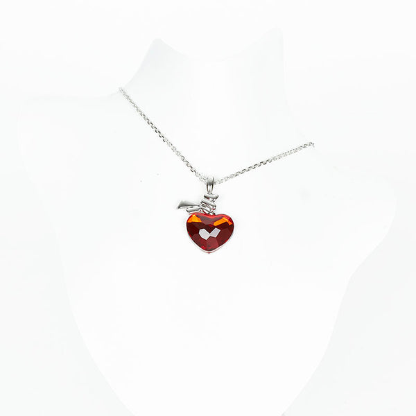 スワロフスキー ハート ネックレス ペンダント レッド シルバー メタル レディース SWAROVSKI 【中古】
