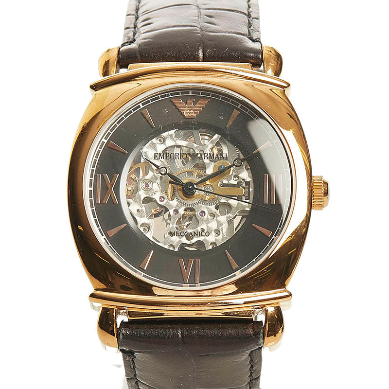 エンポリオ アルマーニ 腕時計 AR-4649 自動巻き ブラック文字盤 ステンレススチール メンズ Emporio Armani 【中古】